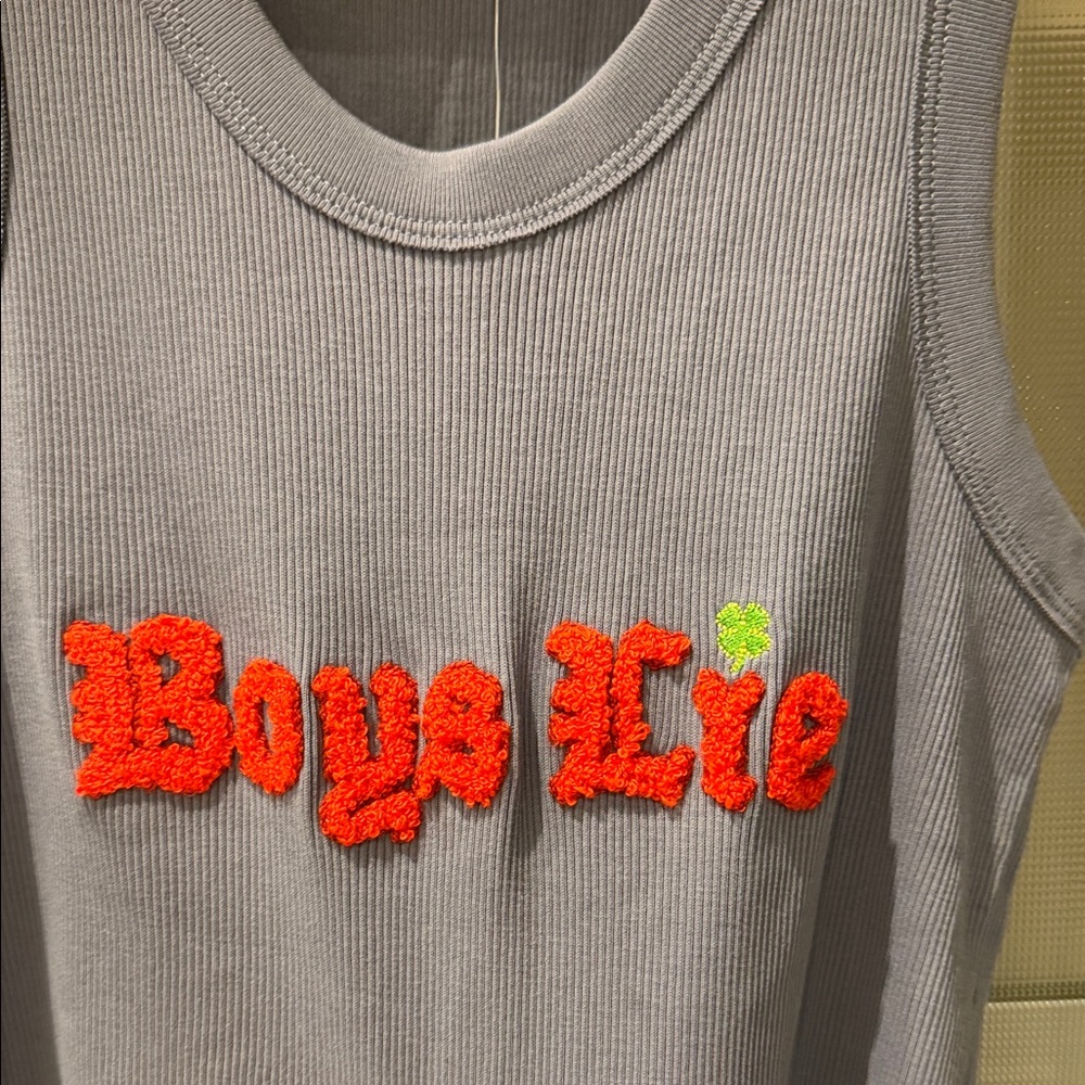 Boys Lie Blueish gray Tank Top with Red Logo, M/L, brand new with  tags - Picture 2 of 5